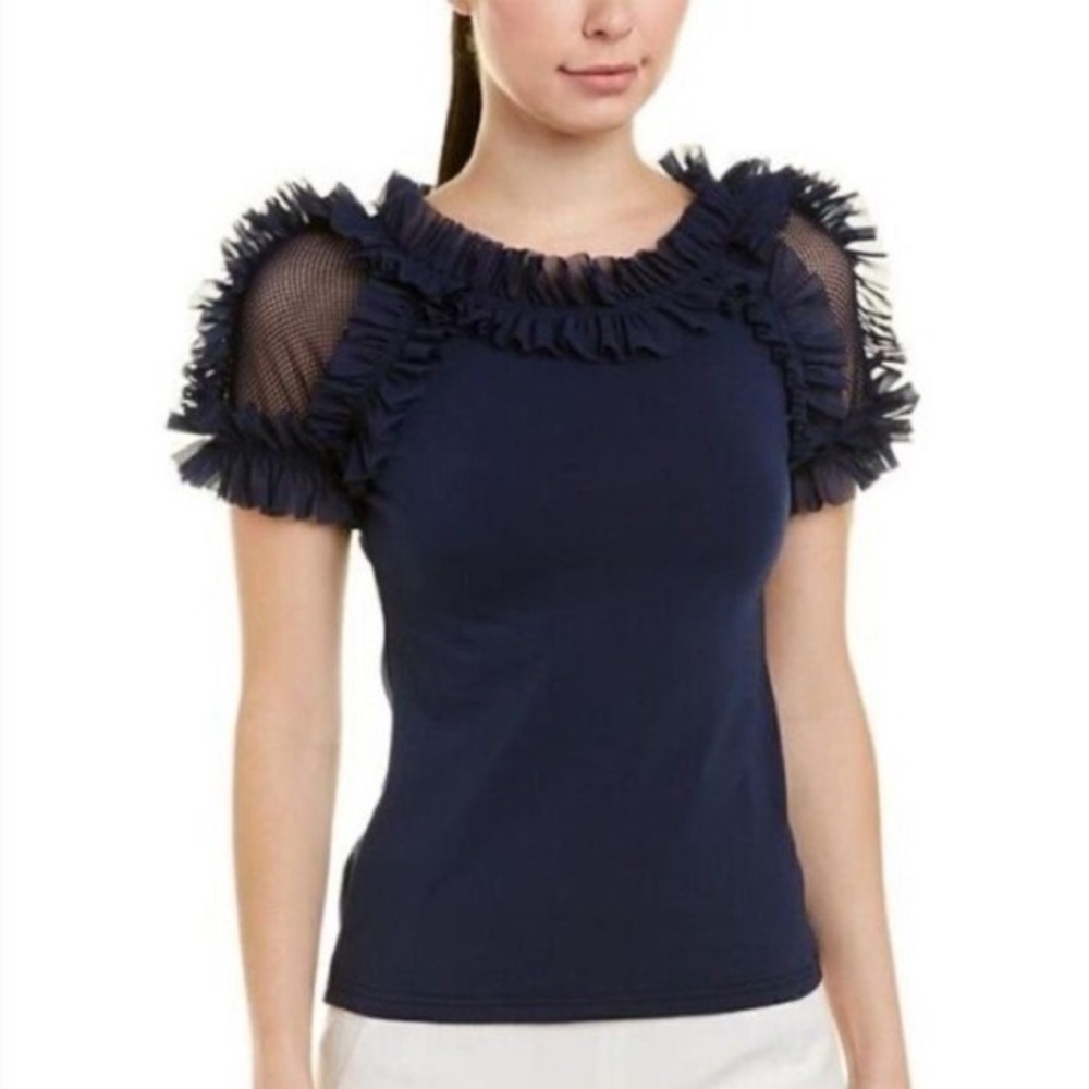 Gracia Ruffle Sleeve Blouse Women S Navy Romantic Victorian Feminine Coquette